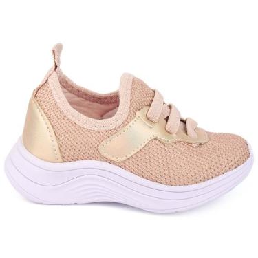 Imagem de Tênis Infantil Menina Calce Fácil Ferradura T005 - 27 - B2A KIDS, Dour