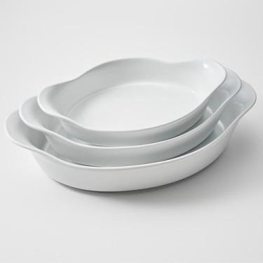 Imagem de Kit 3 Peças Marinex Opaline Assadeiras Brancas 3 Tamanhos vai ao Forno