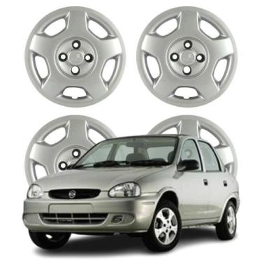 Imagem de Jogo Calota Aro 14 GM Corsa Sedan/ Hatch 2004 Cubo Baixo Prata - Grid 