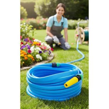 Imagem de 2x Mangueira Jardim Anti Torção 30M Flexível Azul - JARDIM - Congratul