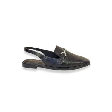 Imagem de Slingback Preto Bico Quadrado Verniz Bebecê, 37