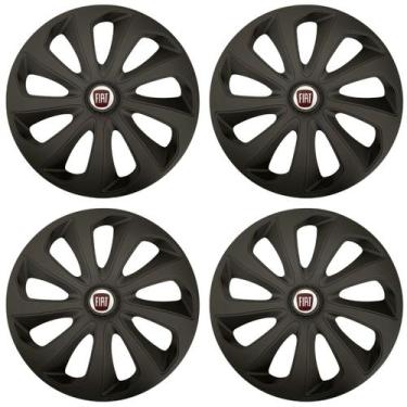 Imagem de Jogo de calotas esportivas velox 15 fosc black + emblema resinado fiat
