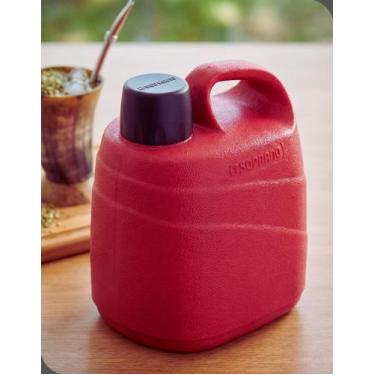 Imagem de Botijão Térmico De Água 5L Oásis Vermelho Com Copo Tampa Alça Garrafa 