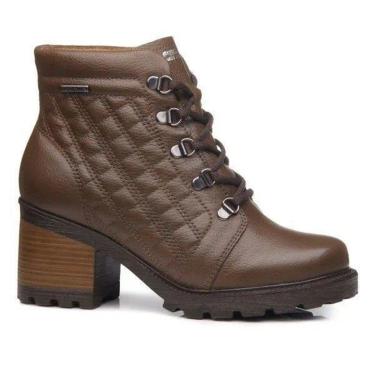 Imagem de Bota Cano Médio em Couro Pegada 281308-03 Feminina - Marrom-Feminino