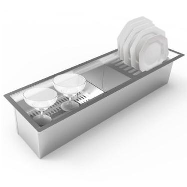 Imagem de Escorredor de Louça Embutido Calha Úmida 65 cm Inox - Saro