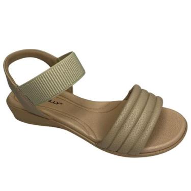 Imagem de Sandália Anabela Baixa Feminina Piccadilly 500378, Creme, 35