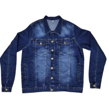 Imagem de Jaqueta Jeans Masculina Plus Size Estonada GG Ao XGG Shyros, GG, Azul 