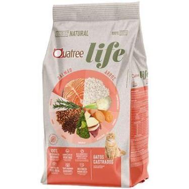 Imagem de Ração Quatree Life para Gatos Castrados Sabor Salmão e Arroz 10,1 kg