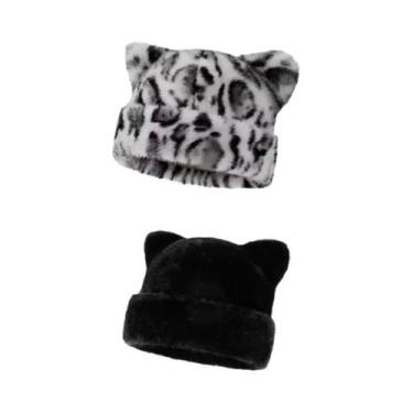 Imagem de Gorro Feminino Com Capuz De Pelúcia Estampa De Leopardo, Quente E Gros