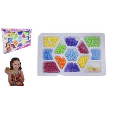 Imagem de Kit Beleza Bijuteria Infantil com 255 Miçangas Sortidas e Coloridas - 