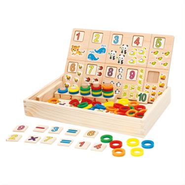 Imagem de Brinquedo Educativo Caixa Multifuncional DMT0152 Aprenda Brincando em Madeira DM Toys