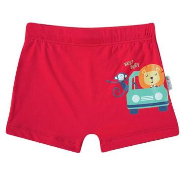 Imagem de Sunga Boxer Infantil Carros Divertidos Vermelha Tip Top, 1