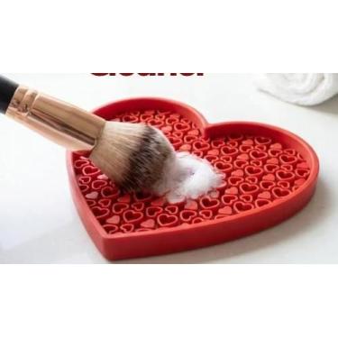 Imagem de Limpador de Pincéis de Maquiagem Modelo Coração Vermelho - Import