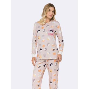 Imagem de Pijama Manga Longa Cat Amour - Veggi, Marfim, P, Feminino
