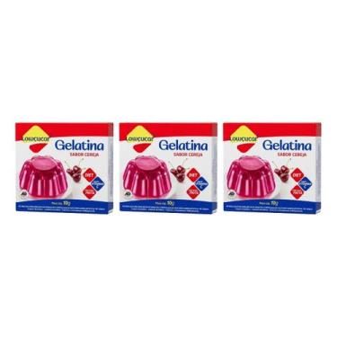 Imagem de Gelatina Diet Vit C Cereja 10g Lowçucar Kit 3 Sobremesa Zero Açúcar Pr
