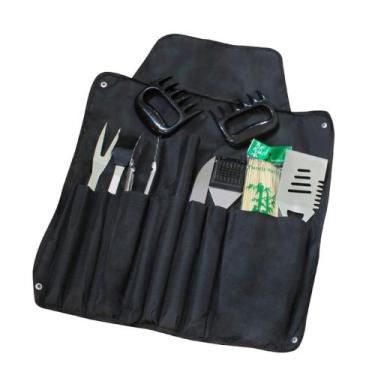 Imagem de Kit Churrasco Aço Inox Profissional Com 10 Peças +  Avental Churrasque