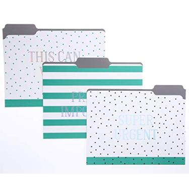 Imagem de Conjunto de pastas de arquivo Graphique Green Dots – cada pasta mede 29,8 cm x 24,1 cm, o conjunto inclui 9 pastas com 3 designs, cartolina durável com marcação tripla (FIF045)