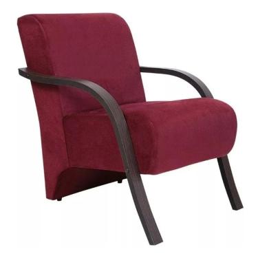 Imagem de Poltrona Decorativa - Vinho - Sala - Braço Em Madeira