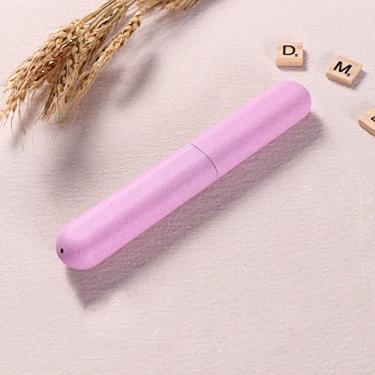 Imagem de lifcasual Estojo para escova de dentes de viagem leve portátil à prova de poeira de plástico porta-escovas caixa de armazenamento rosa
