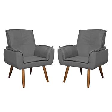 Imagem de Kit 02 Poltronas Decorativa Emília Plus Suede - Ds Estofados