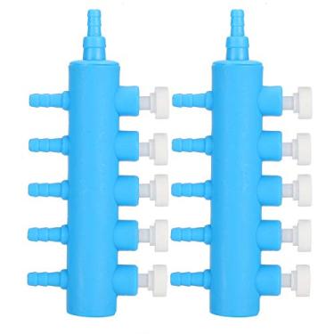 Imagem de 2 peças distribuidor de fluxo de ar de plástico divisor de tanque de peixes de aquário válvula de controle de fluxo de ar distribuidor controle bomba de ar acessórios com válvula