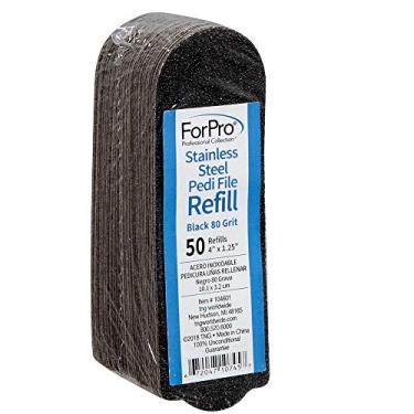 Imagem de ForPro Professional Collection Refil de arquivo Pedi de aço inoxidável, gramatura 80, preto, almofadas de refil de pedicure de tira EZ-Strip, 3,16 cm L x 10,16 cm C, 50 unidades