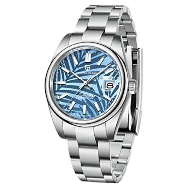 Imagem de Relógio de pulso masculino Pagani Design 1671 com corda automática, pulseira de aço inoxidável, movimento japonês, à prova d'água, mecânico, esportivo, 100 m, 1715 Azul, Mecânico