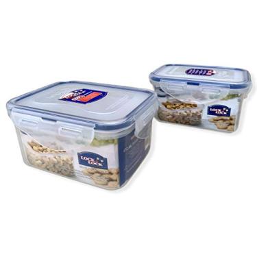 Imagem de Conjunto Kit 2 Potes Hermético Retangular 4 travas Lock&Lock - 470ml