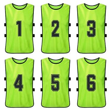 Imagem de Qudai 6 PCS Adultos Futebol Pinnies Quick Dry Football Team Jerseys Esportes Juvenis Scrimmage Futebol Team Training Babadores numerados Prática Colete esportivo