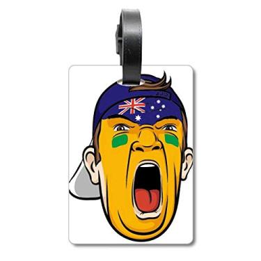 Imagem de Bandeira da Austrália Máscara Facial Cabeça Gritando Mala Etiqueta Bagagem Cartão Pendurado Etiqueta de Scutcheon, multicolored