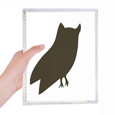 Imagem de Caderno de retrato de animal de coruja preta, diário de folhas soltas recarregável, papelaria