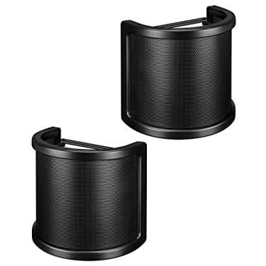 Imagem de Filtro pop, tela pop de microfone Aokeo com malha de metal, protetor de para-brisa compacto para estúdio de gravação, vídeos do YouTube, streaming, podcasts (pacote com 2)