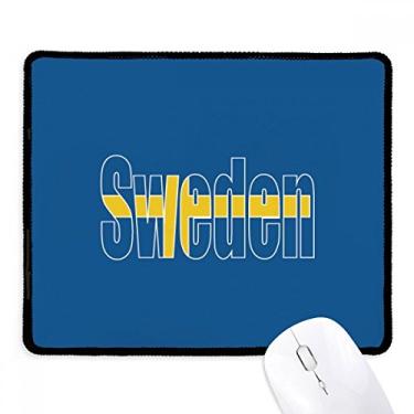 Imagem de Mousepad com nome da bandeira da Suécia, borda costurada, tapete de borracha para jogos
