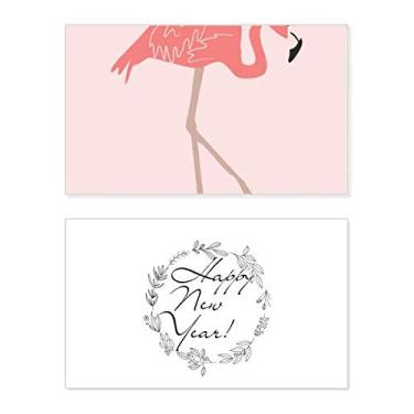 Imagem de Walking Flamingo padrão rosa ano novo festival cartão felicitações mensagem presente