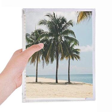 Imagem de Caderno com imagem de árvore do mar e areia do mar, folhas soltas, diário recarregável, papelaria