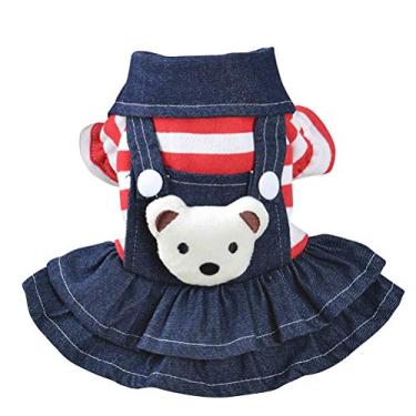 Imagem de POPETPOP Vestido para Cachorro Pequeno Cachorro Cachorro Cachorro Urso Decoração Elegante Vestido para Cães (Tamanho 8-PP, Vermelho)