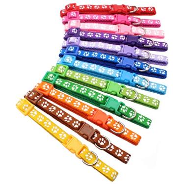 Imagem de Conjunto de 12 peças/coleiras macias de nylon para identificação de filhotes de cachorro - Ajustáveis reutilizáveis e laváveis para identificação de animais de estimação para criadores, pescoço de 20,3 a 33 cmYOY One-size COLLAR19031401