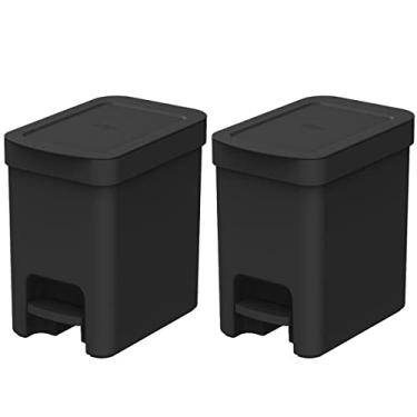 Imagem de Kit 2 Lixeiras de Pedal com Aro Interno 6 Litros para Banheiro Polipropileno Trium Preto