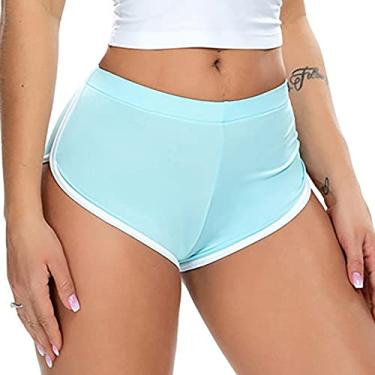 Imagem de Calças curtas de dança de ioga femininas shorts esportivos verão atlético ciclismo caminhadas esportes calças quentes, azul, GG (C 11 cm)