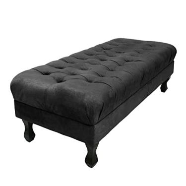 Imagem de Puff Decorativo Retrô Luis Xv Capitonê 1 Metro Suede Preto