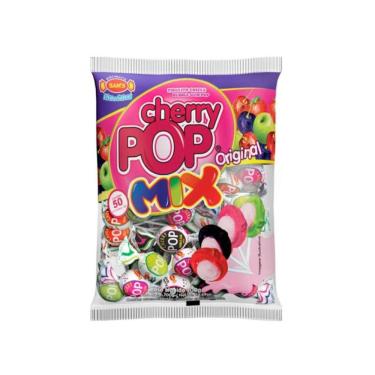 Imagem de Pirulito Chicle Cherry Pop Mix C/ 50un 700g - Sam`s