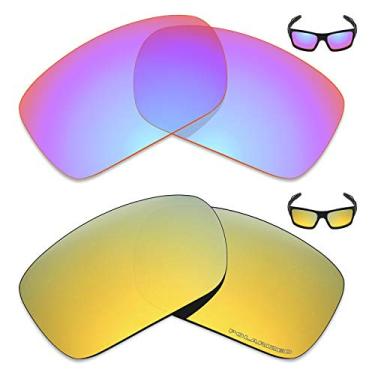Imagem de Mryok+ 2 pares de lentes polarizadas de substituição para óculos de sol Oakley Turbine – Rosa Cobalto/Ouro 24K