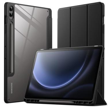 Imagem de JETech Capa para Samsung Galaxy Tab S9 FE+/S9 FE Plus 12,4 Polegadas com S Pen Suporte de Lápis, Parte Traseira e Transparente do PC Rígido, Suporte Triplo Dobrável Capa para Tablet (Preto)