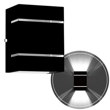 Imagem de Arandela Externa 2 Frisos Foco Fachos Parede Muro Preto