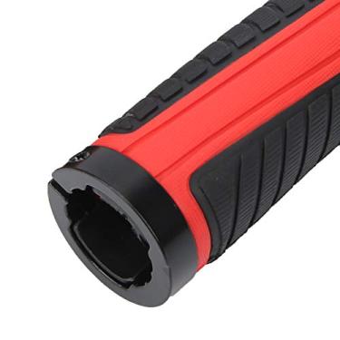Imagem de Punhos de bicicleta de bloqueio duplo, punhos de guiador com tampa de borracha antiderrapante Bloqueio duplo com orifícios de posicionamento para exterior(Vermelho preto)