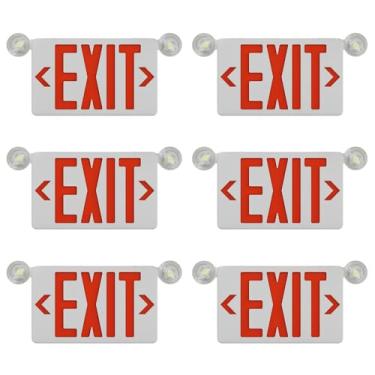 Imagem de Ciata Combo de placa de saída vermelha decorativa LED ultrabrilhante e luz de emergência com bateria reserva, letras vermelhas de 15 cm (pacote com 6)