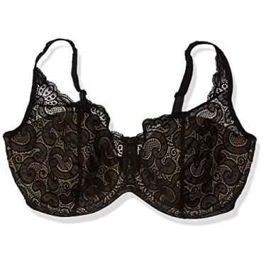 Imagem de Playtex Love My Curves - Espuma Fina Feminina com Aro de Renda, Preto/Nude, 42D