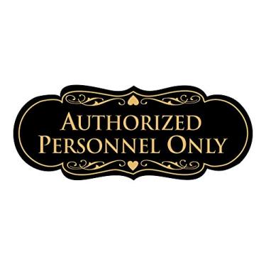 Imagem de Signs ByLITA Placa Designer Autorizada Somente Pessoal (Preto/Dourado) - Pequeno