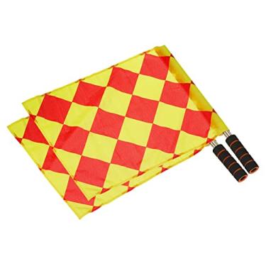 Imagem de PATIKIL Bandeira de árbitro, pacote com 2 alças de esponja de poste de aço inoxidável para futebol futebol pista e campo esportes linesman comando sinal manual, diamante quadriculado