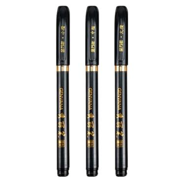 Imagem de Maxmartt 3 canetas de tinta para artista, 3 tamanhos, para escrever, desenhar, caligrafia, chinês, japonês, shodo, pincel, caneta, caneta fineliner, conjunto de caligrafia para iniciantes